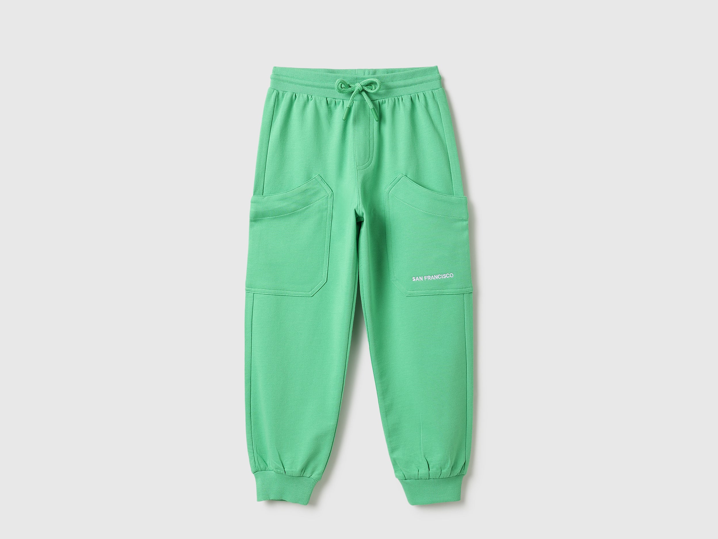 Girls Green Regular Fit Cotton Joggers Track Pants