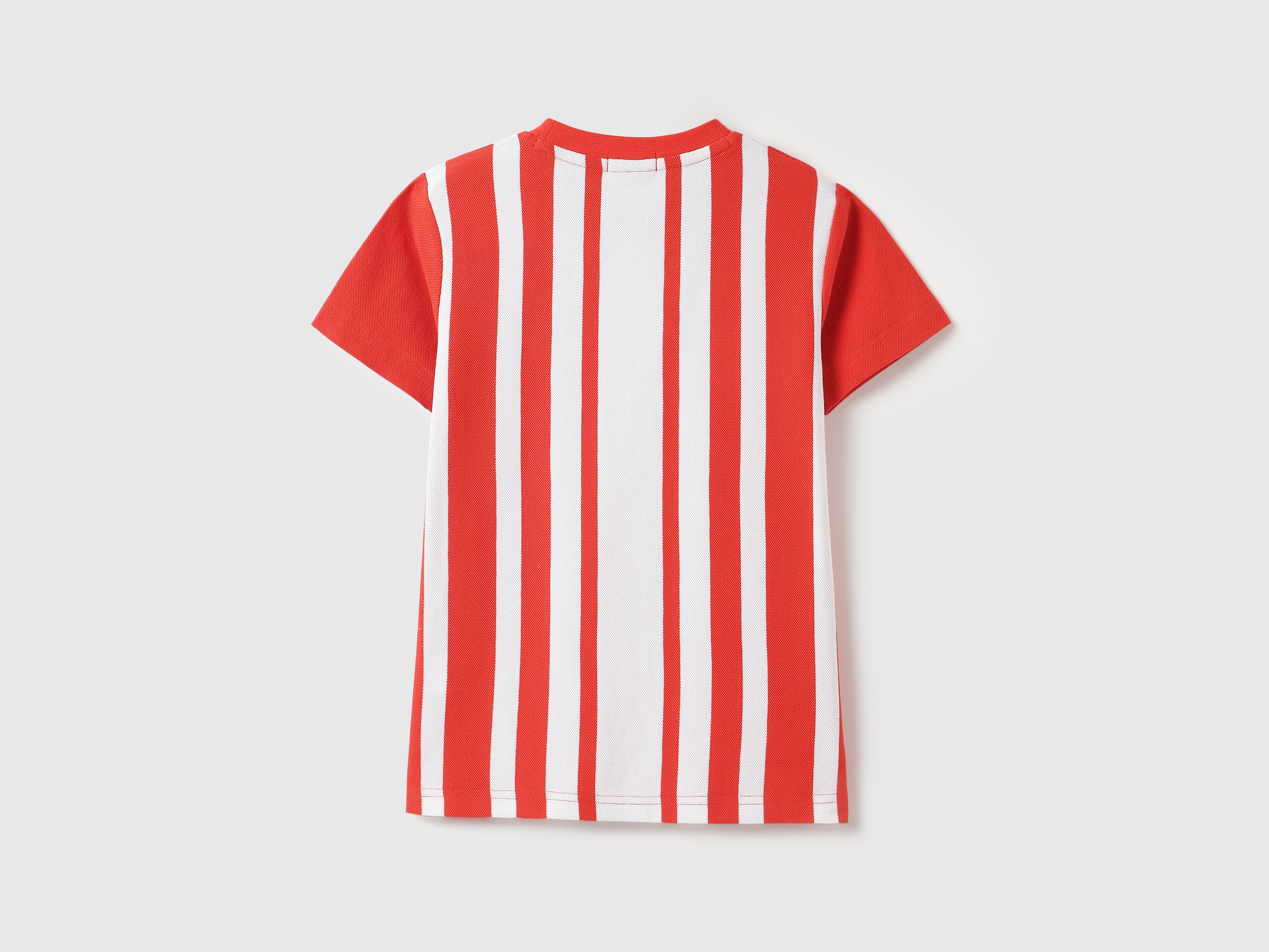 Boys Red Striped Cotton Regular Fit Graphic Pique T-Shirt