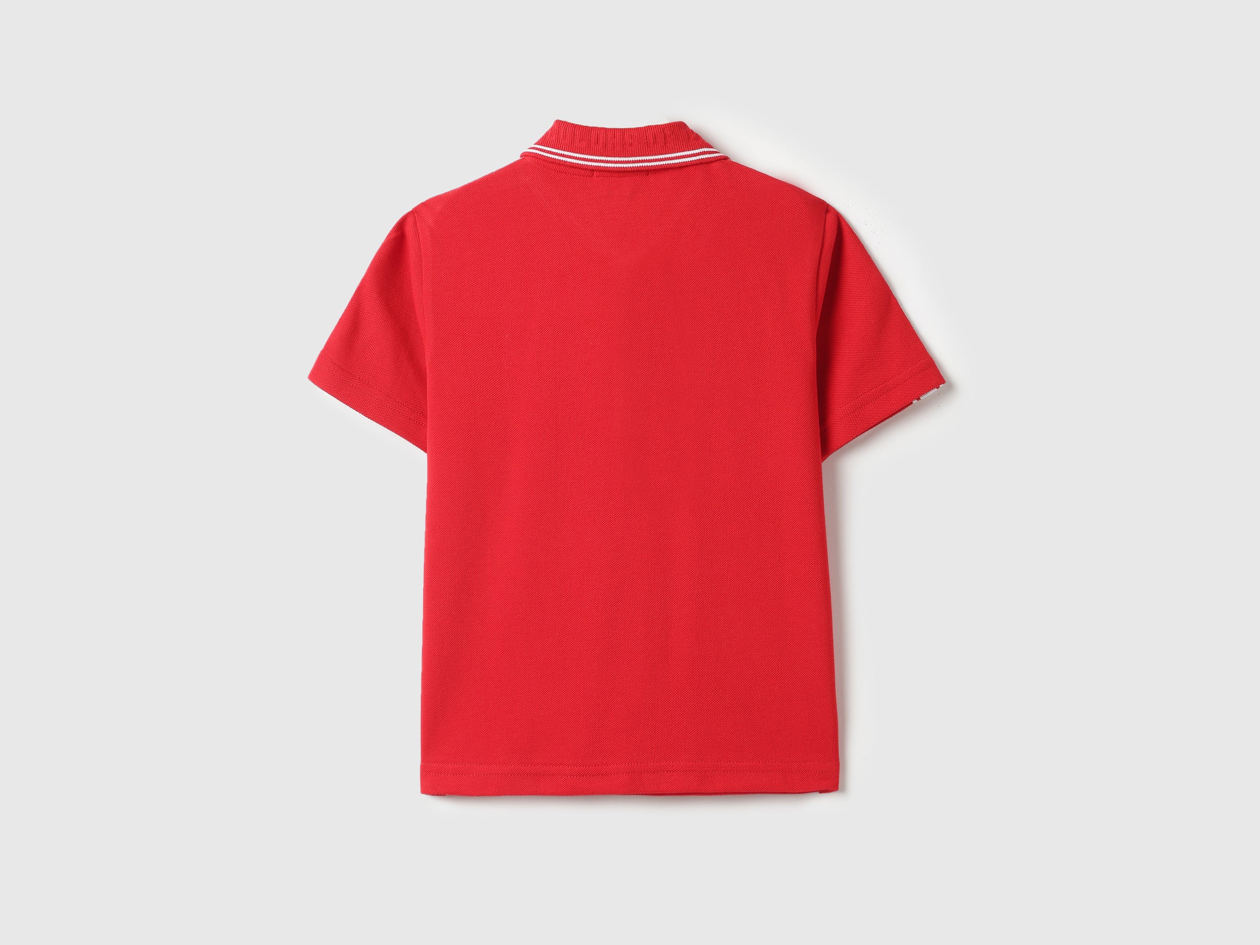 Boys Red Cotton Relaxed Fit Polo Shirt with Emboss Collar