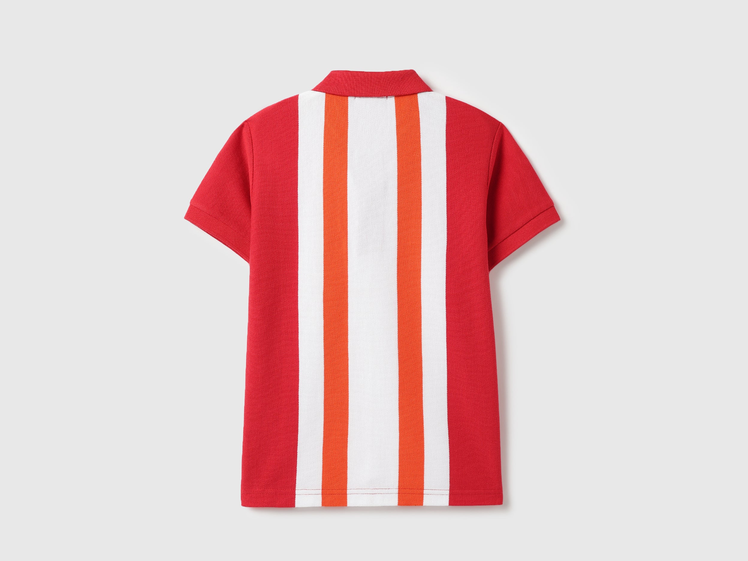 Boys Orange Striped Cotton Regular Fit Vertical Knit Polo Shirt