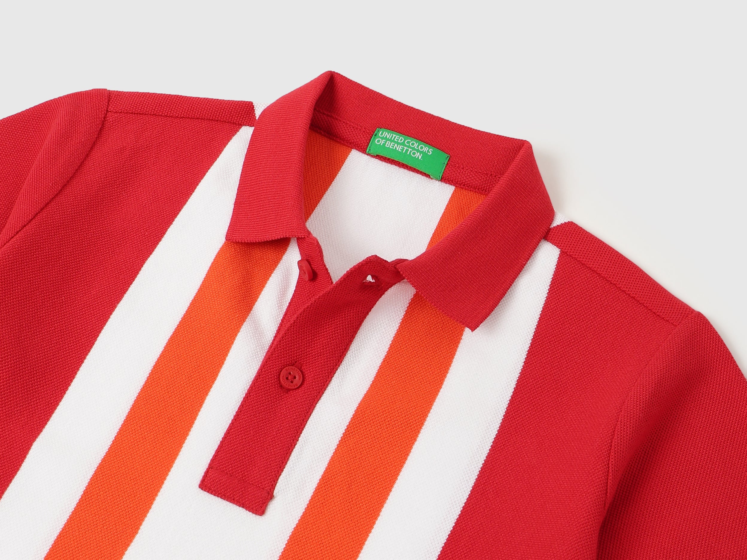 Boys Orange Striped Cotton Regular Fit Vertical Knit Polo Shirt