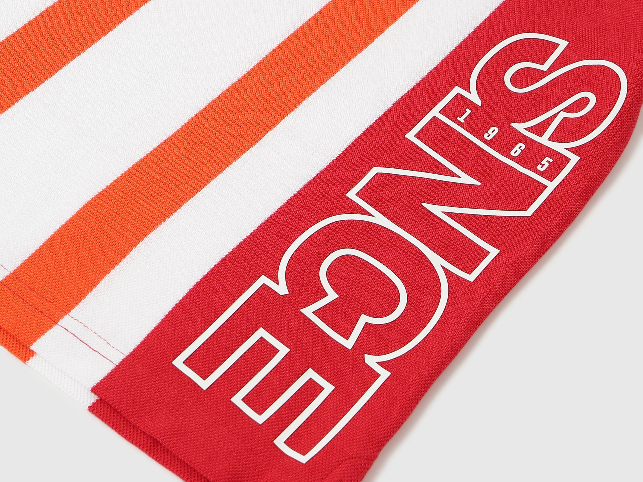Boys Orange Striped Cotton Regular Fit Vertical Knit Polo Shirt