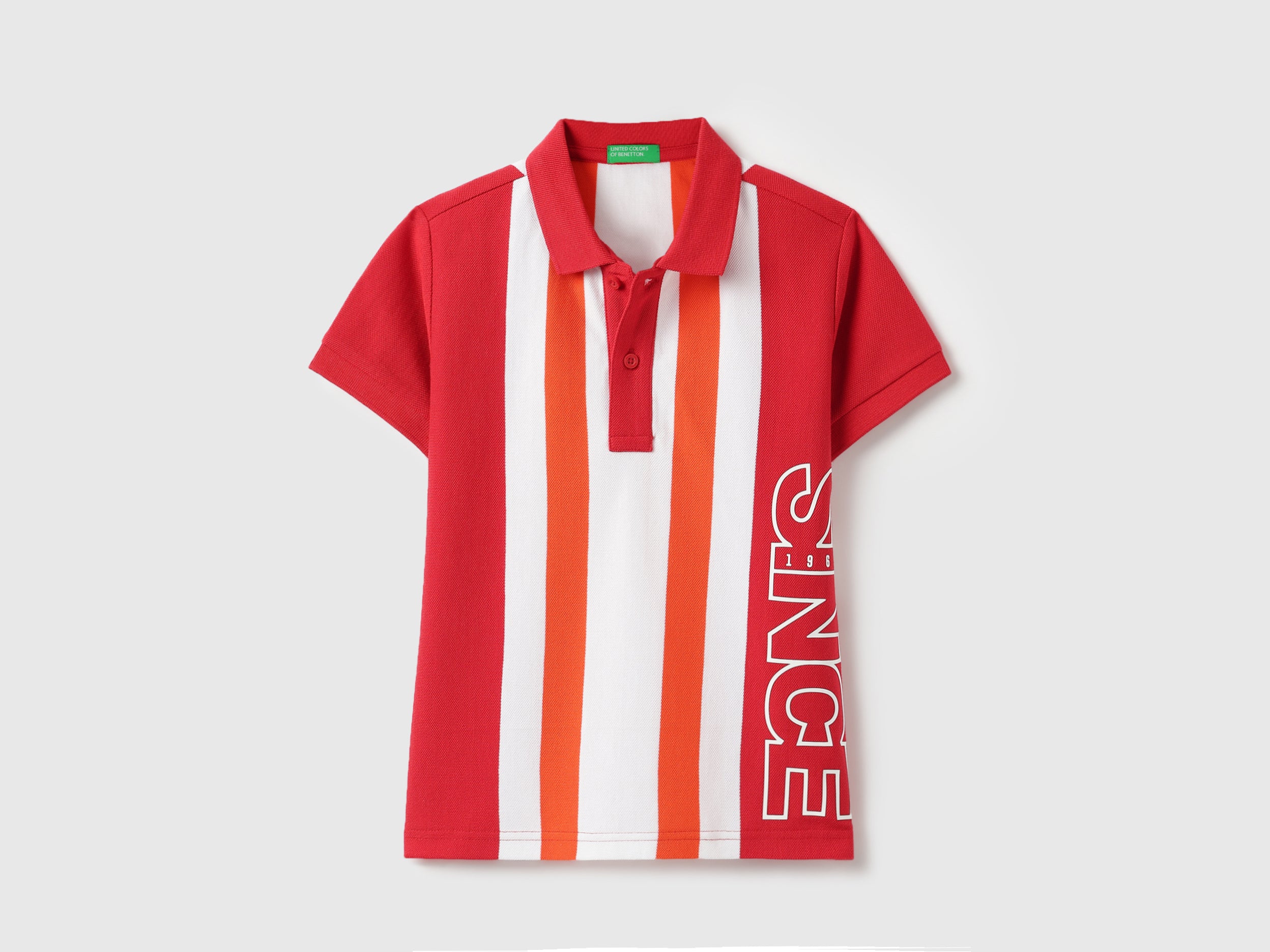 Boys Orange Striped Cotton Regular Fit Vertical Knit Polo Shirt