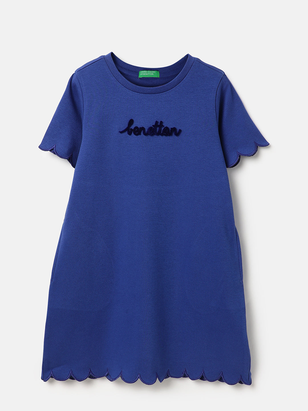 Girls Cobalt Cotton Cropped Interlock T-Shirt