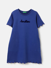 Girls Cobalt Cotton Cropped Interlock T-Shirt