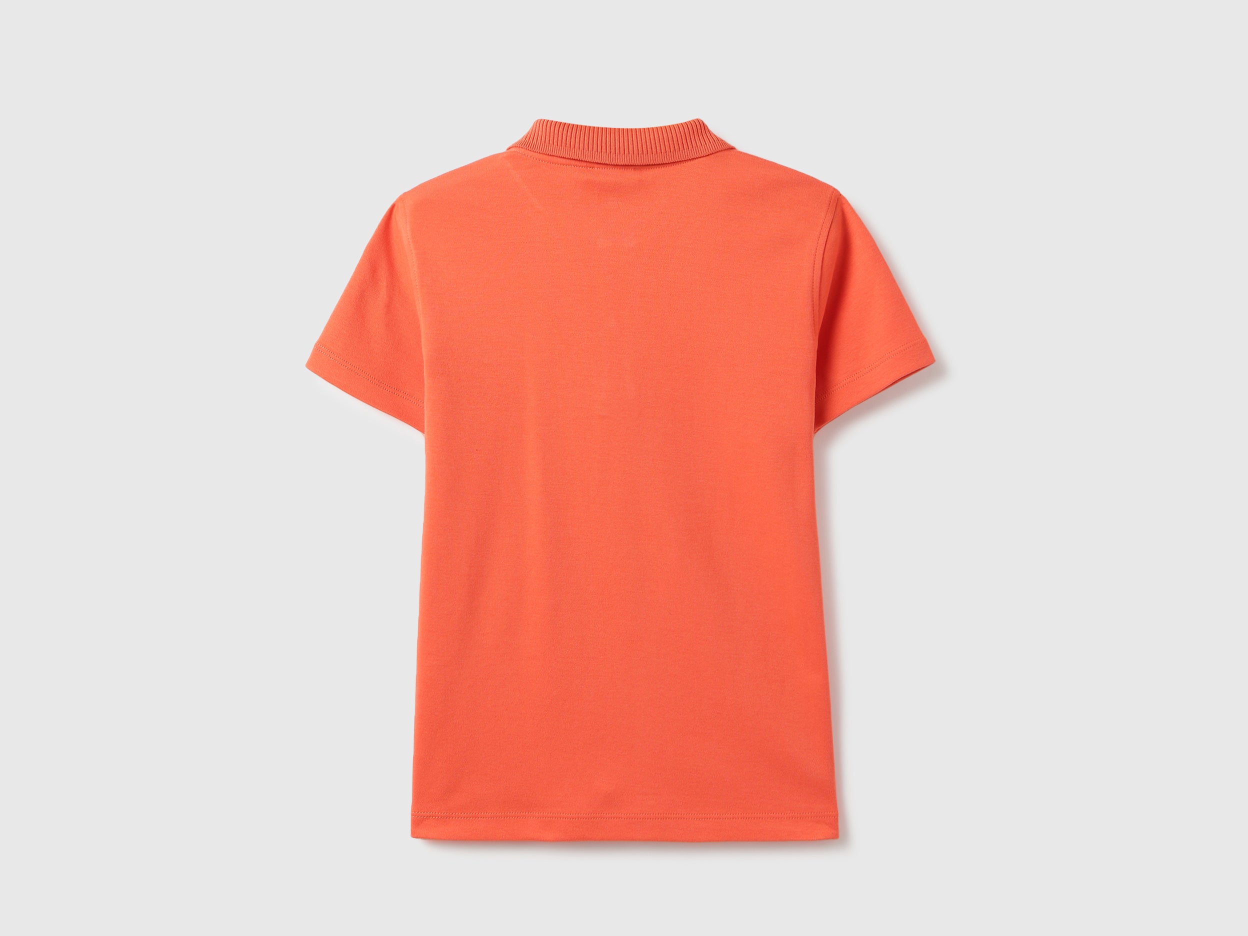 Boys Orange Cotton Polo Shirt with Jacquard Collar