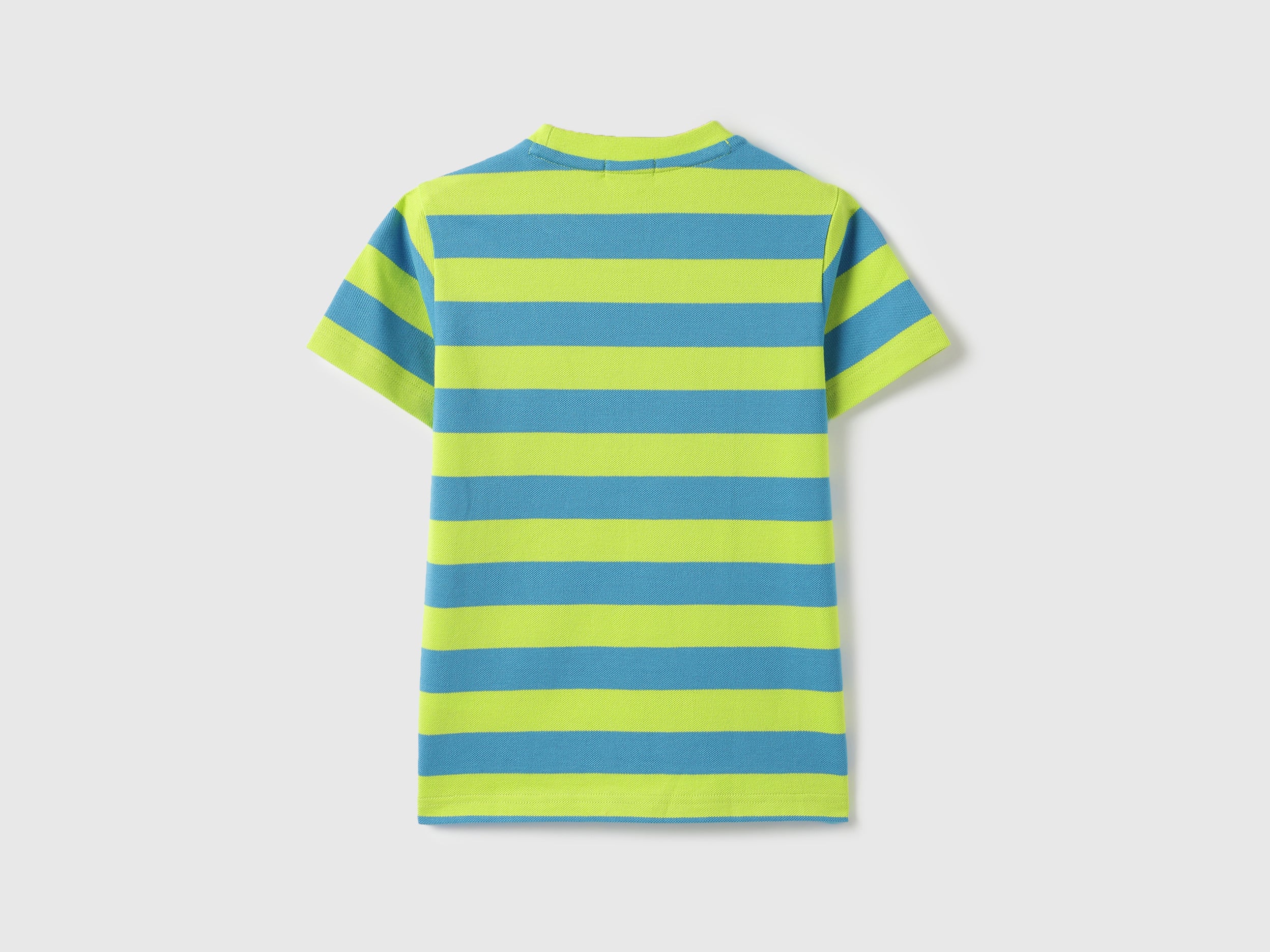 Boys Green Blue Cotton Broad Stripe T Shirt
