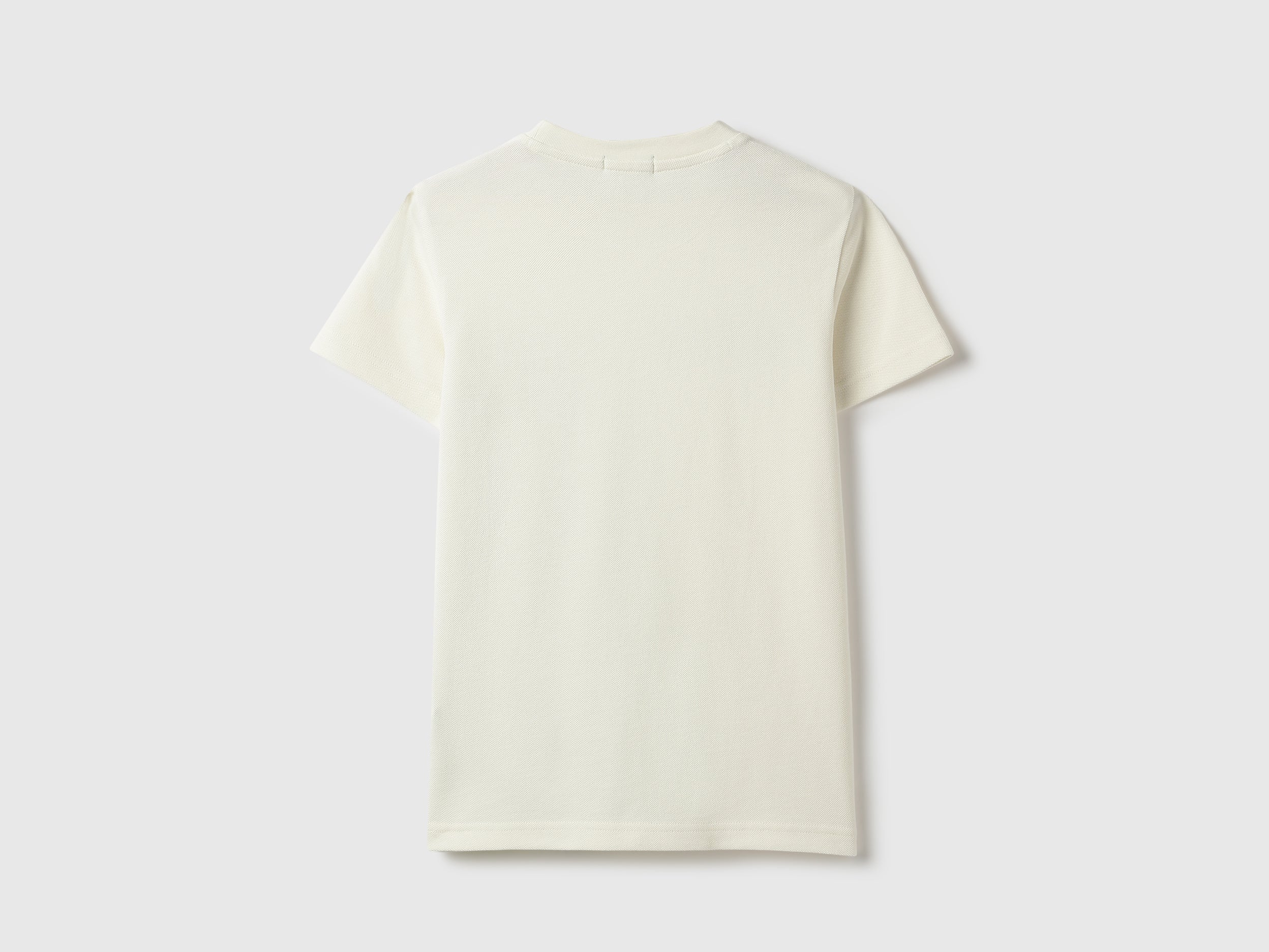 Boys Off White Pique Tee with Brush Stroke