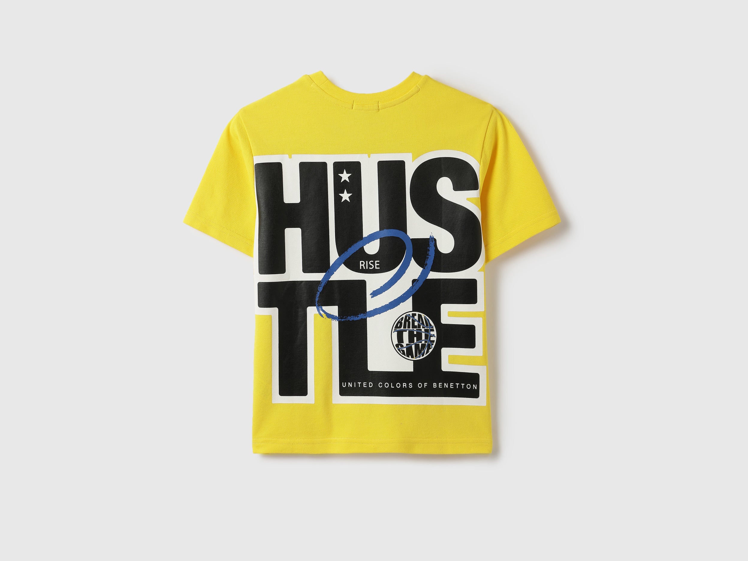 Boys Yellow Solid Cotton Relaxed Fit T-Shirt with Back Graphic