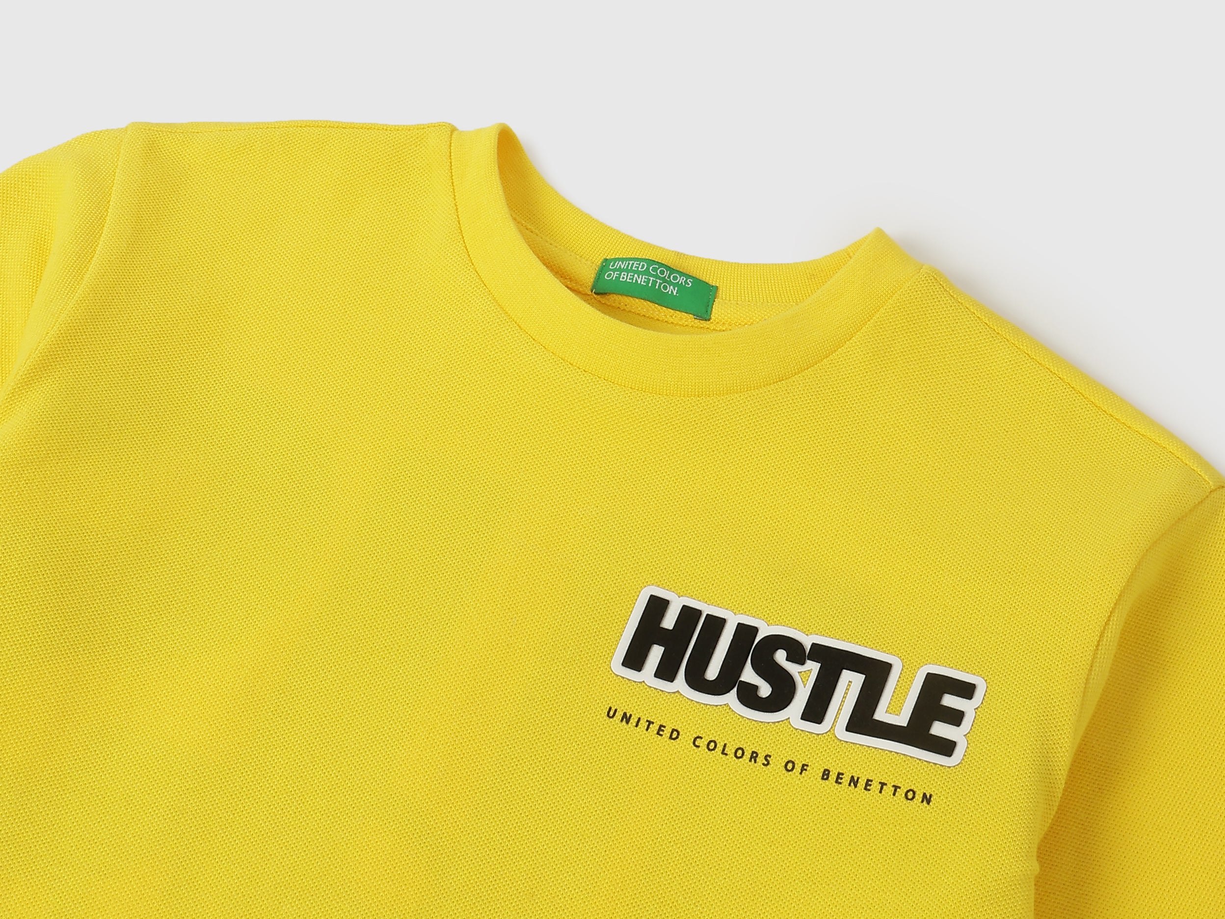 Boys Yellow Solid Cotton Relaxed Fit T-Shirt with Back Graphic