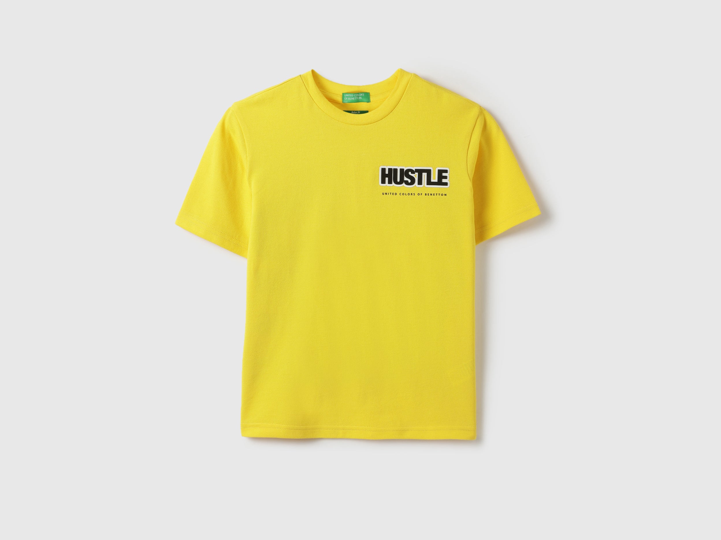 Boys Yellow Solid Cotton Relaxed Fit T-Shirt with Back Graphic