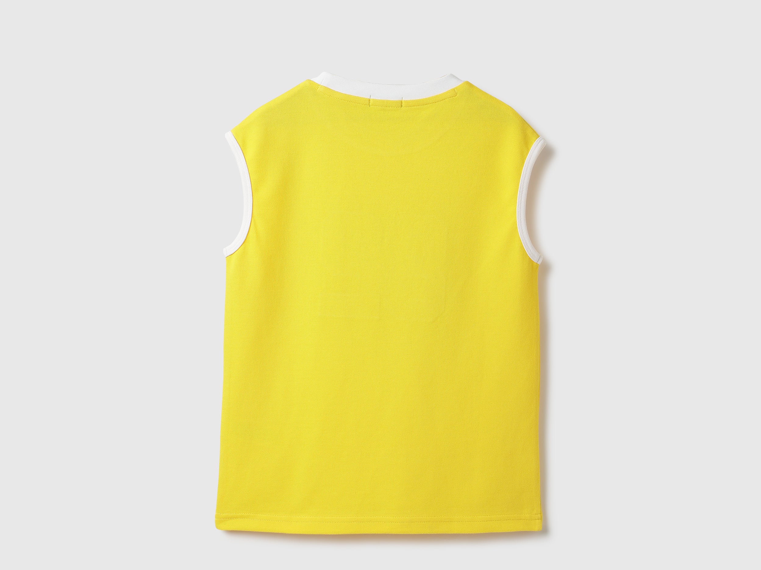 Boys Yellow Cotton Sleeveless Pique Tank with Number Applique
