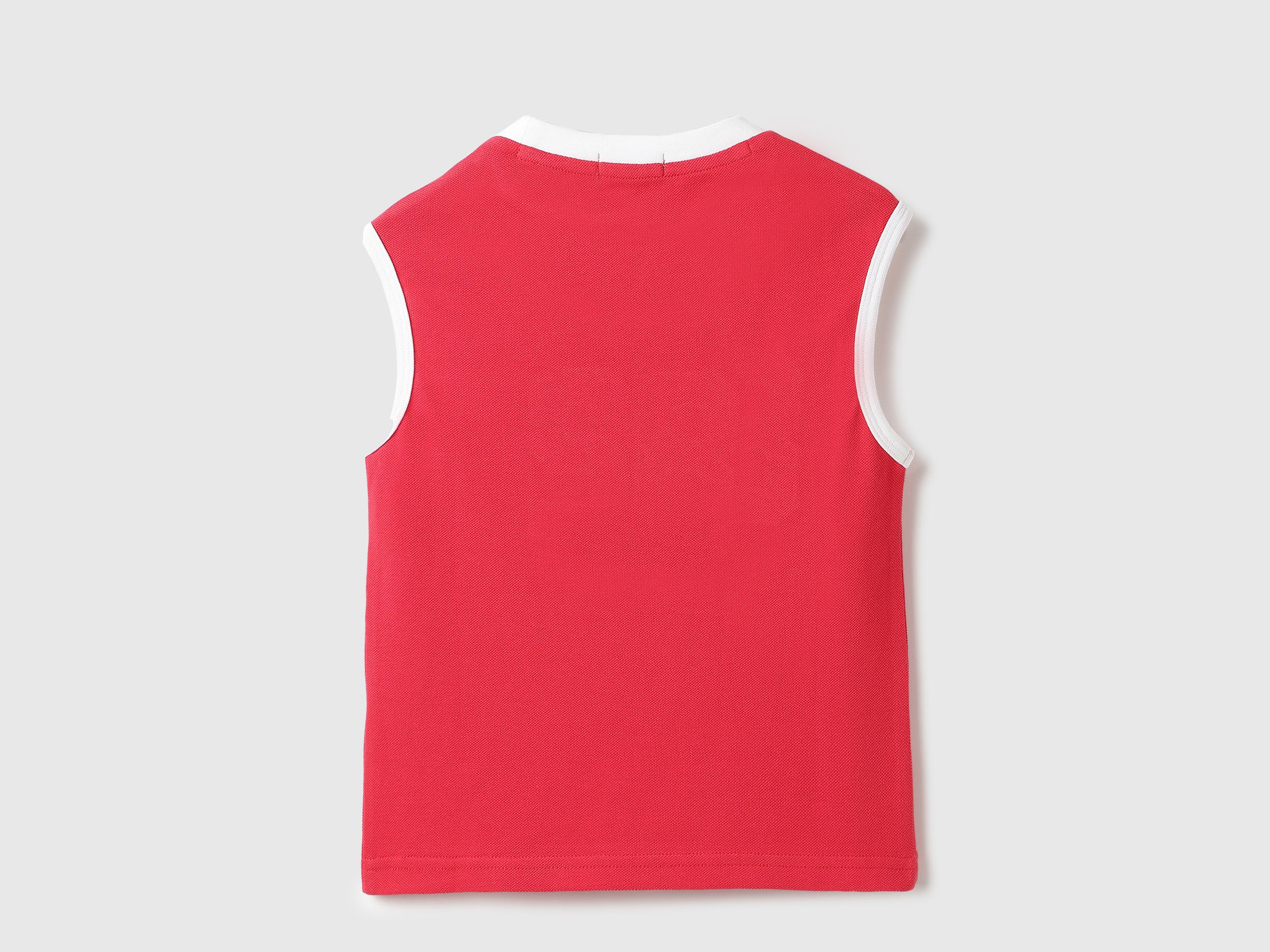 Boys Scarlet Cotton Pique Tank Top with Number Applique