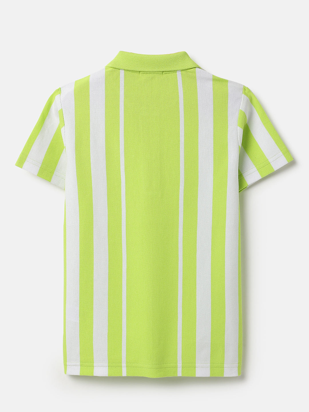 Boys Parrot Green Cotton Vertical Stripe Polo Shirt