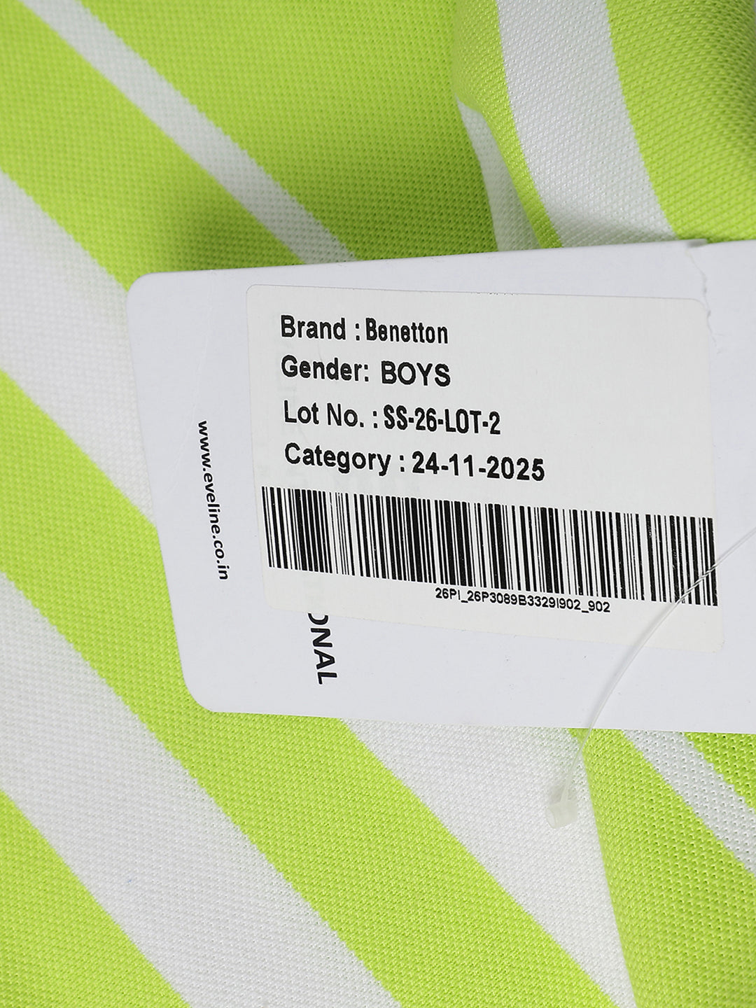 Boys Parrot Green Cotton Vertical Stripe Polo Shirt