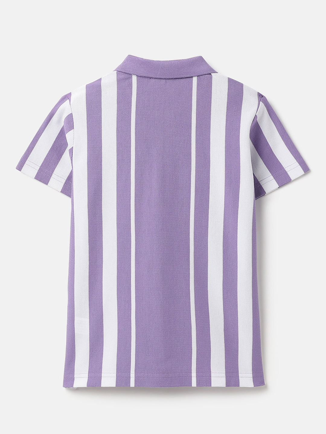 Boys Violet Cotton Vertical Stripe Polo Shirt