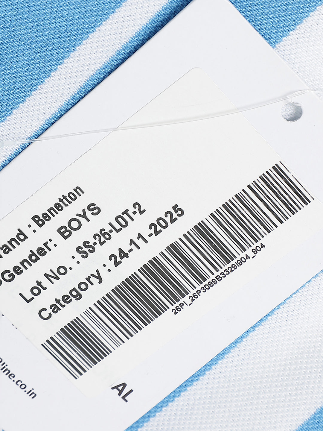 Boys Fresh Blue Cotton Vertical Stripe Polo Shirt