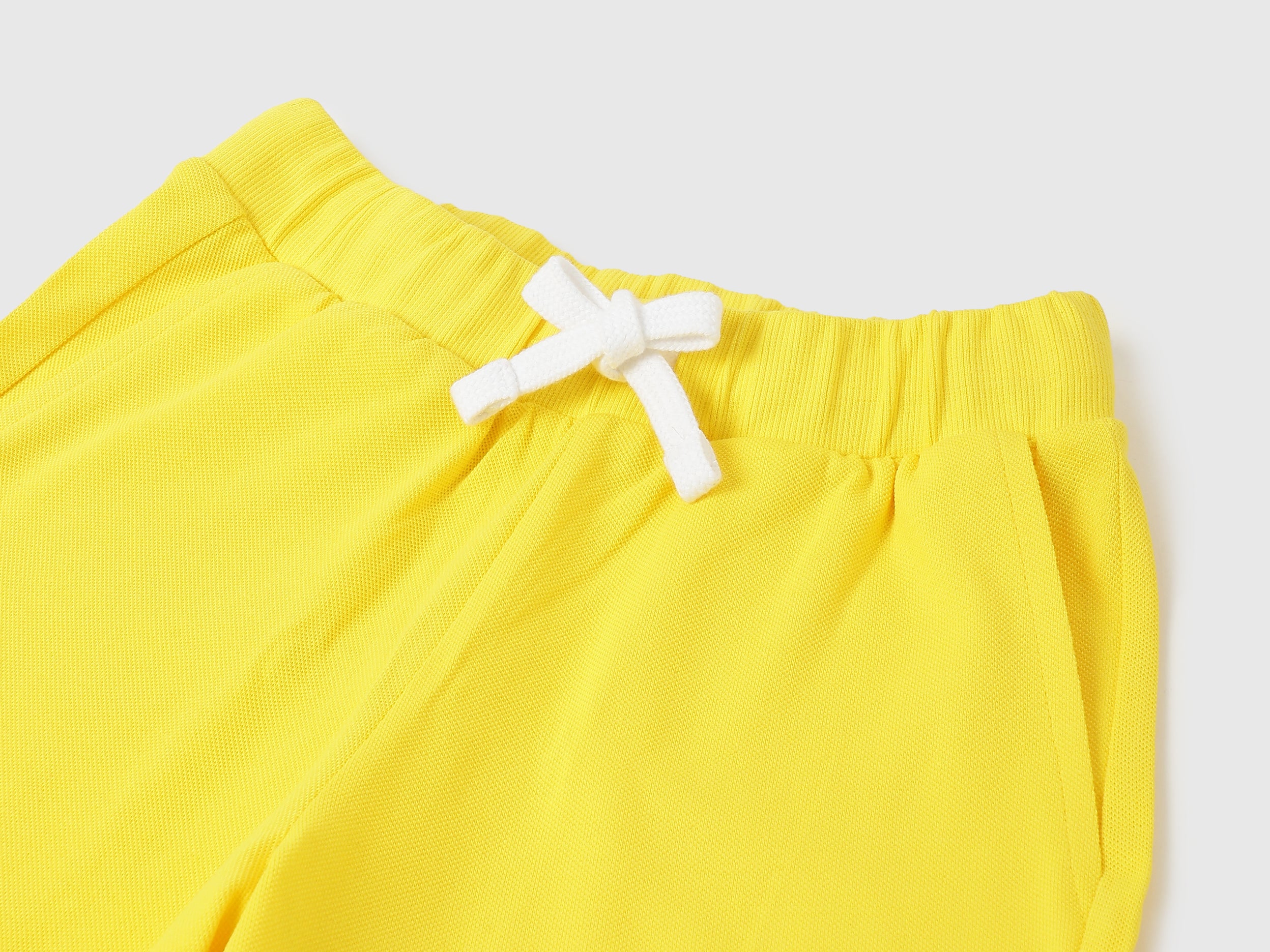 Boys Yellow Cotton Pique Shorts with Number Detail
