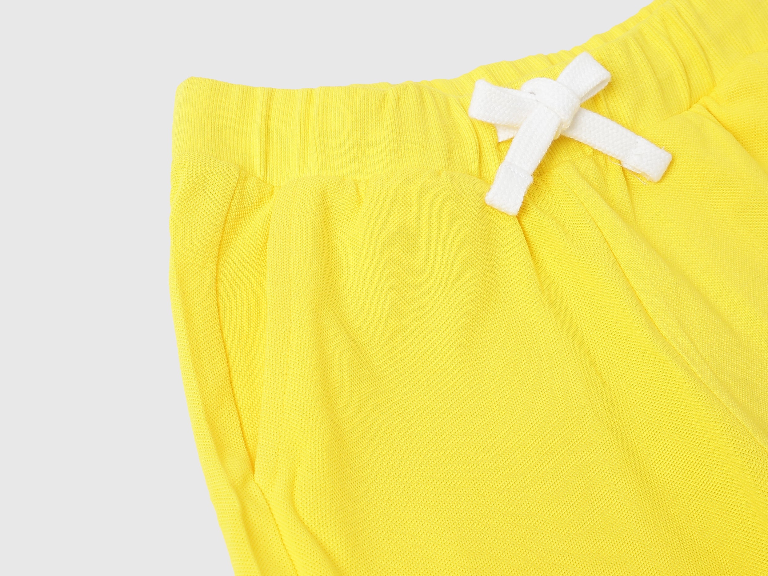 Boys Yellow Cotton Pique Shorts with Number Detail