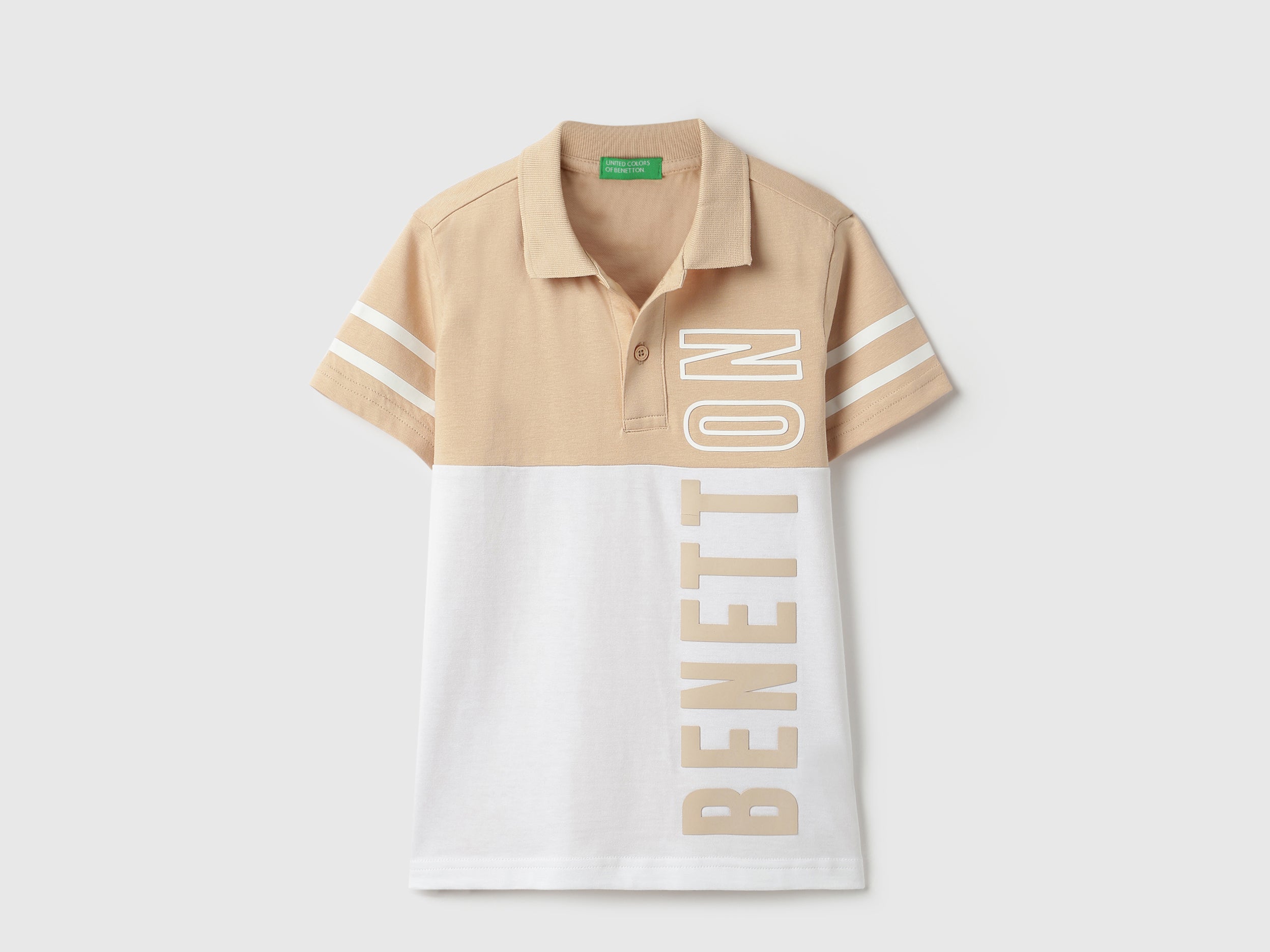 Boys Stone Solid Cotton Regular Fit Color Block Polo with Side Print