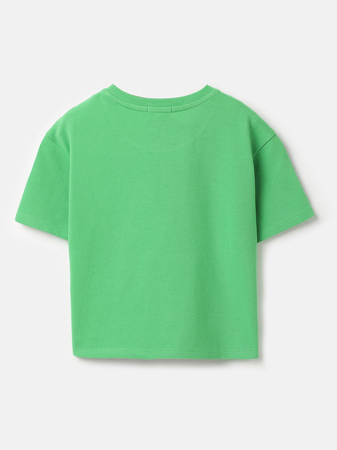 Girls Cotton Pique Cropped Graphic T-Shirt