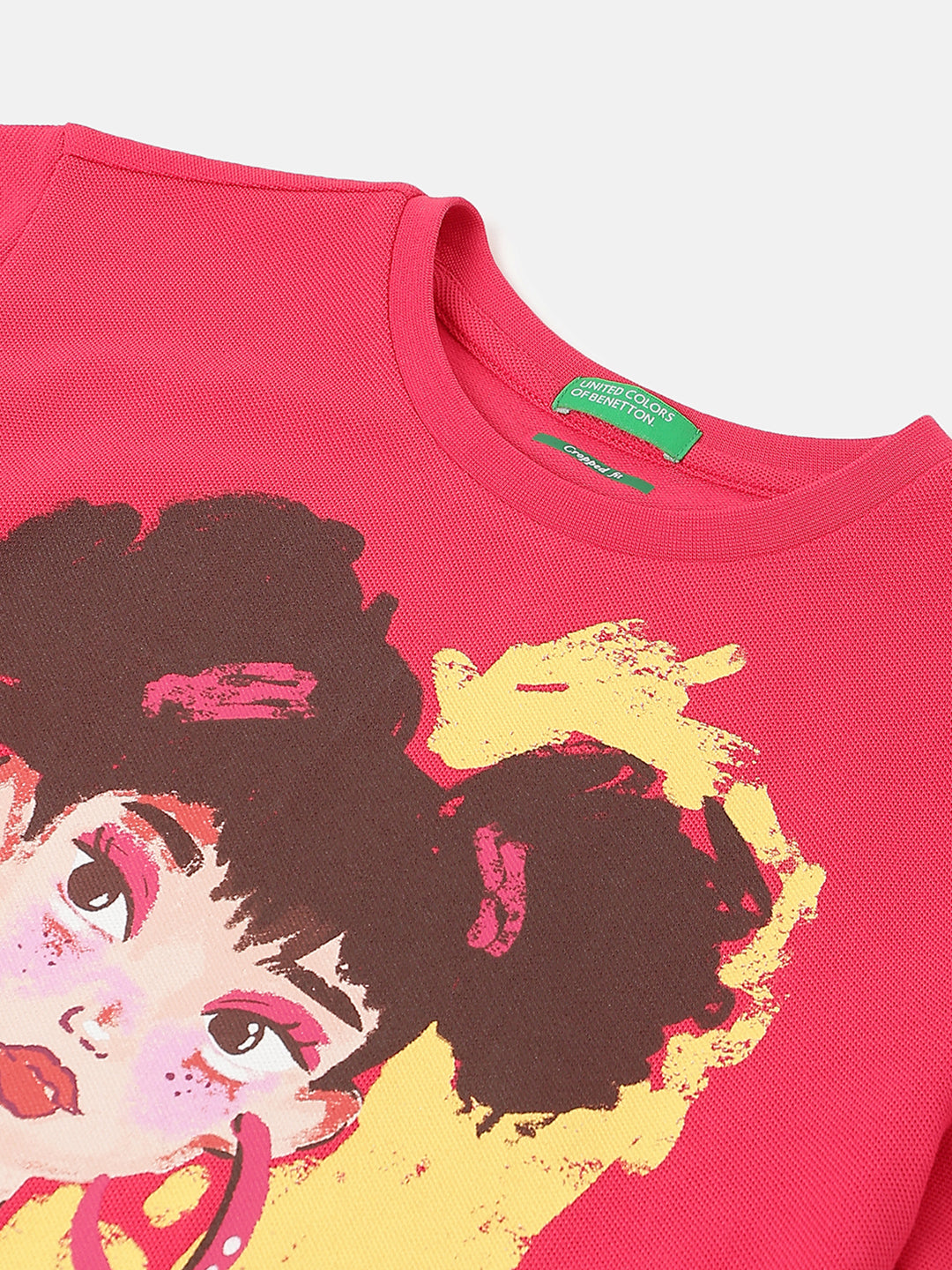 Girls Fuchsia Pique Cropped Cotton Tee – Graphic