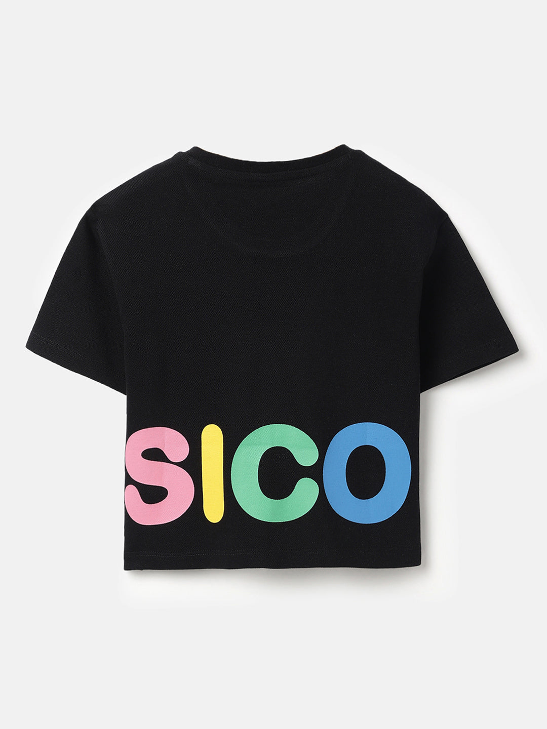 Boys Black Solid Cotton Relaxed Fit T-Shirt with B1965 Silicone Transfer