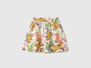 Girls Multi Horse Print Cotton Pique Skirt