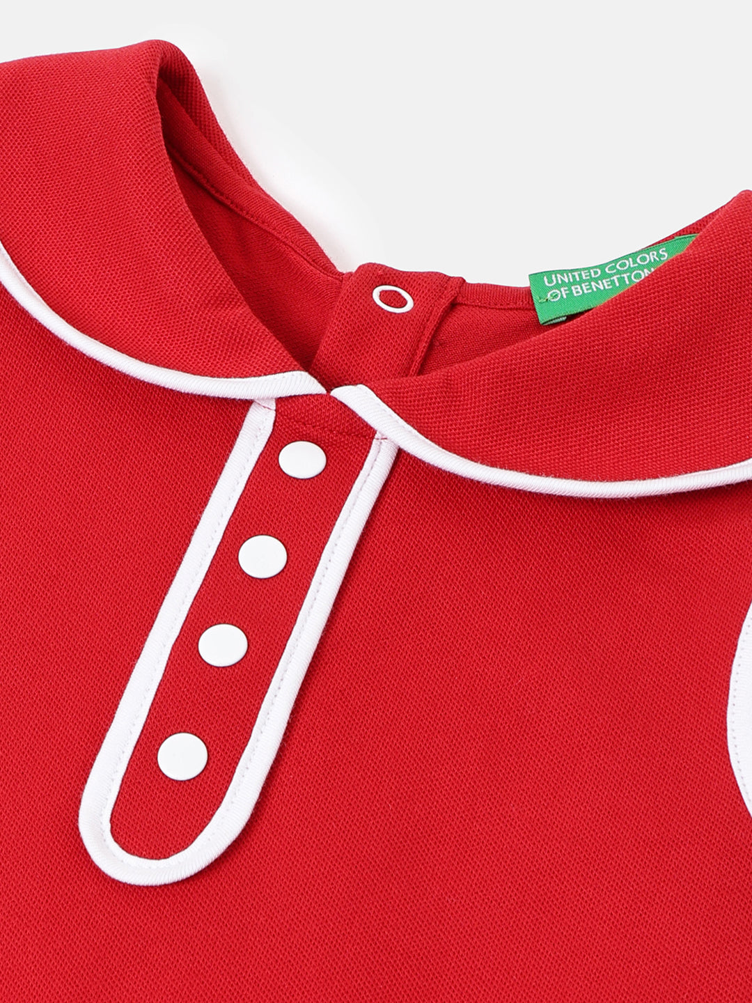 Girls Red Cotton Blend Collar Dress – Regular Fit