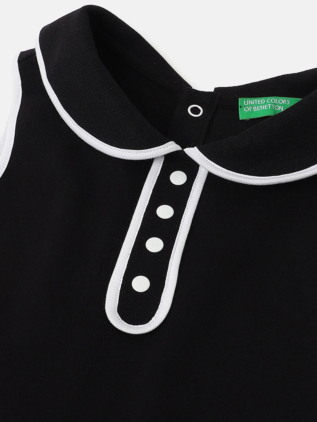 Girls Black Cotton Blend Collar Dress – Regular Fit