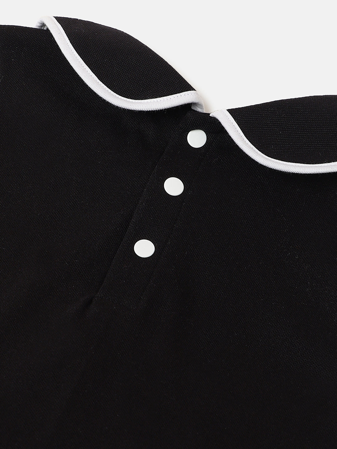Girls Black Cotton Blend Collar Dress – Regular Fit