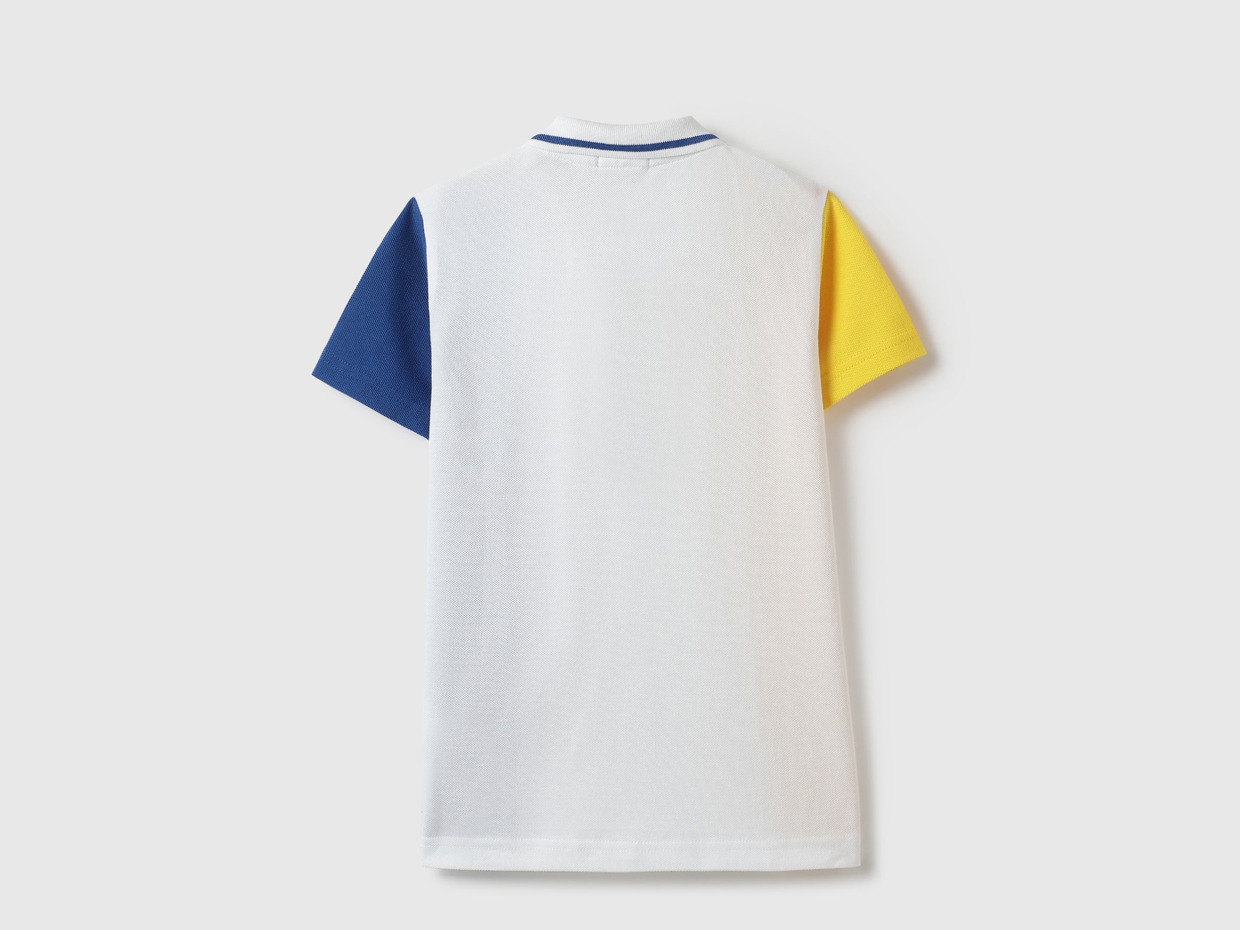 Boys Yellow Solid Cotton Regular Fit Vertical Color Block Polo with Side Print