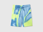 Boys Fresh Blue Cotton Tie Dye Shorts