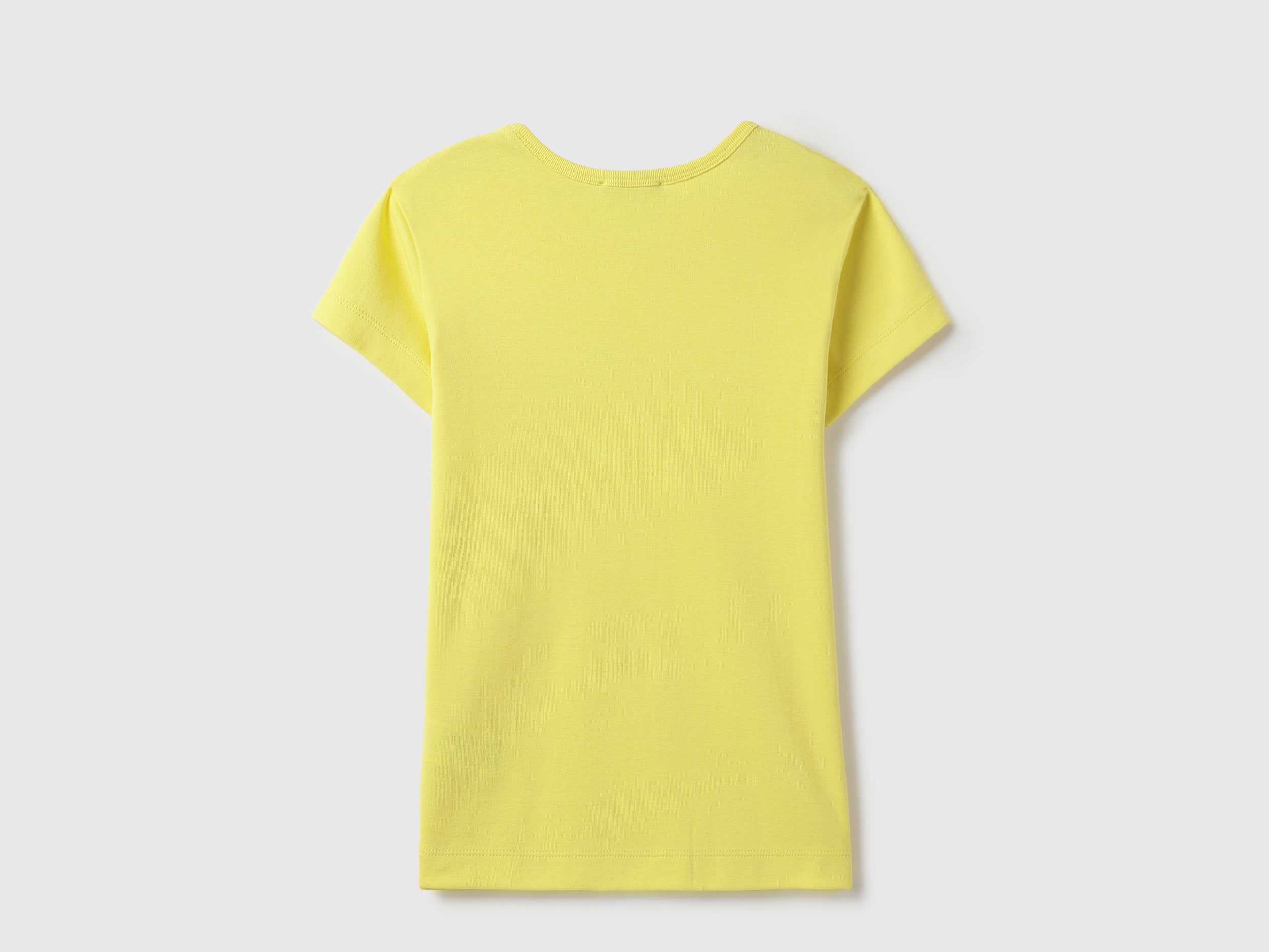 Girls Cream Yellow Cotton High Density Regular Fit T-Shirt