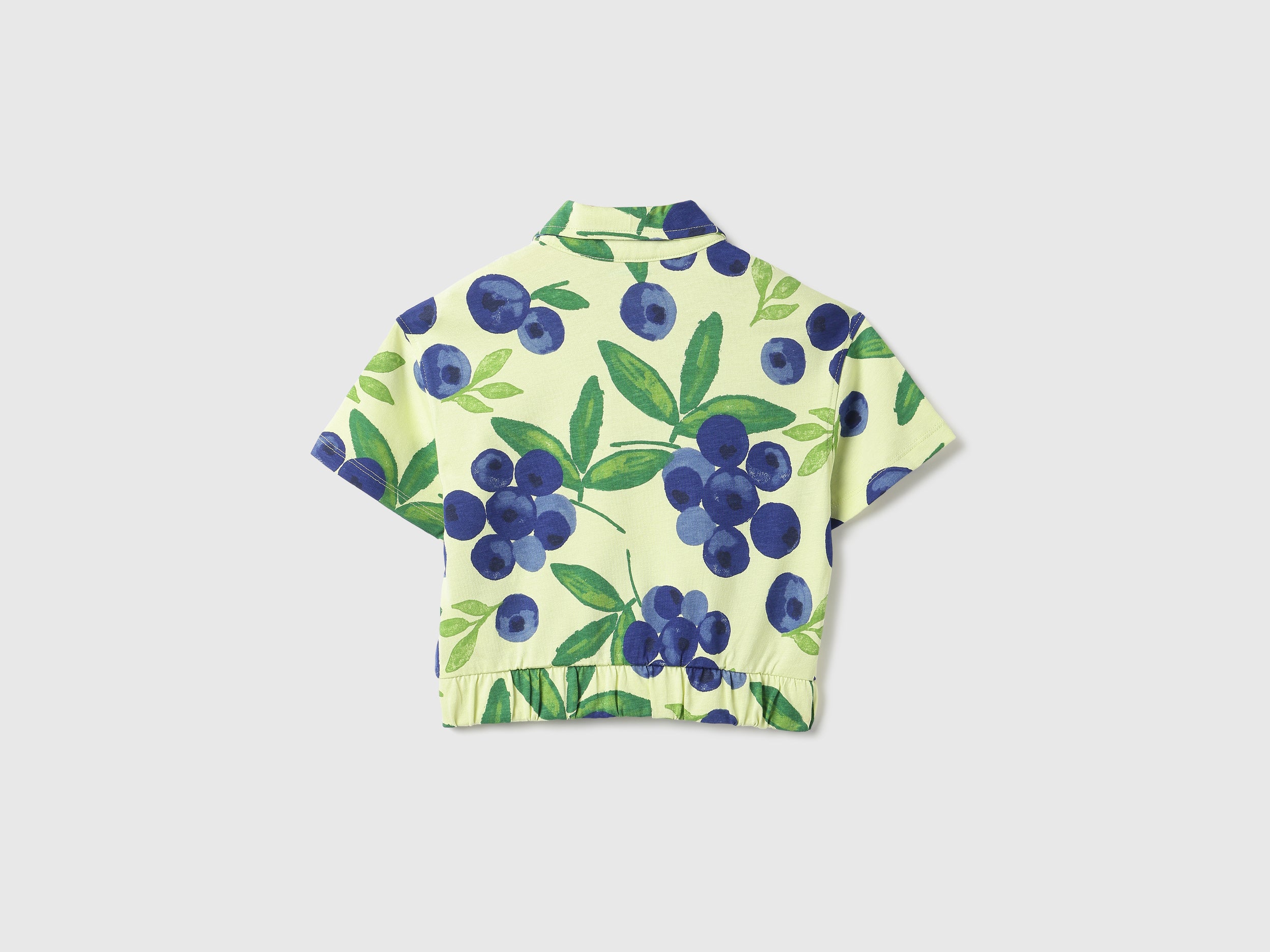 Girls Mint Green Fruit Print Cropped Polo