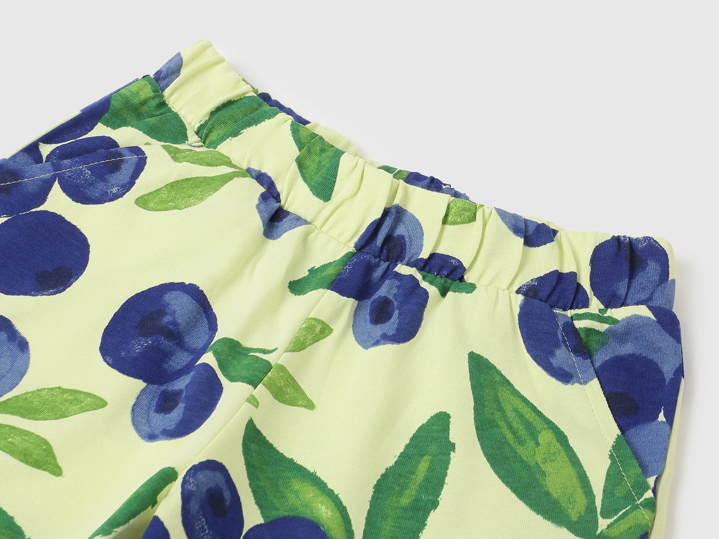 Girls Mint Green Fruit Print Cotton Shorts
