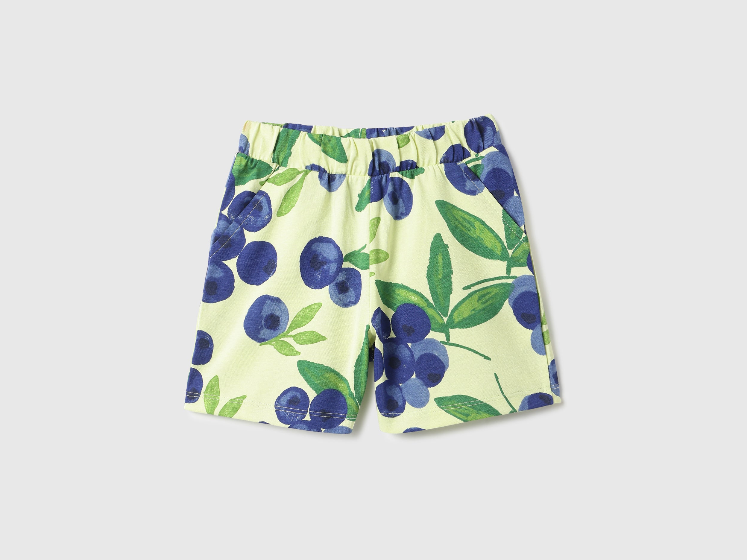 Girls Mint Green Fruit Print Cotton Shorts