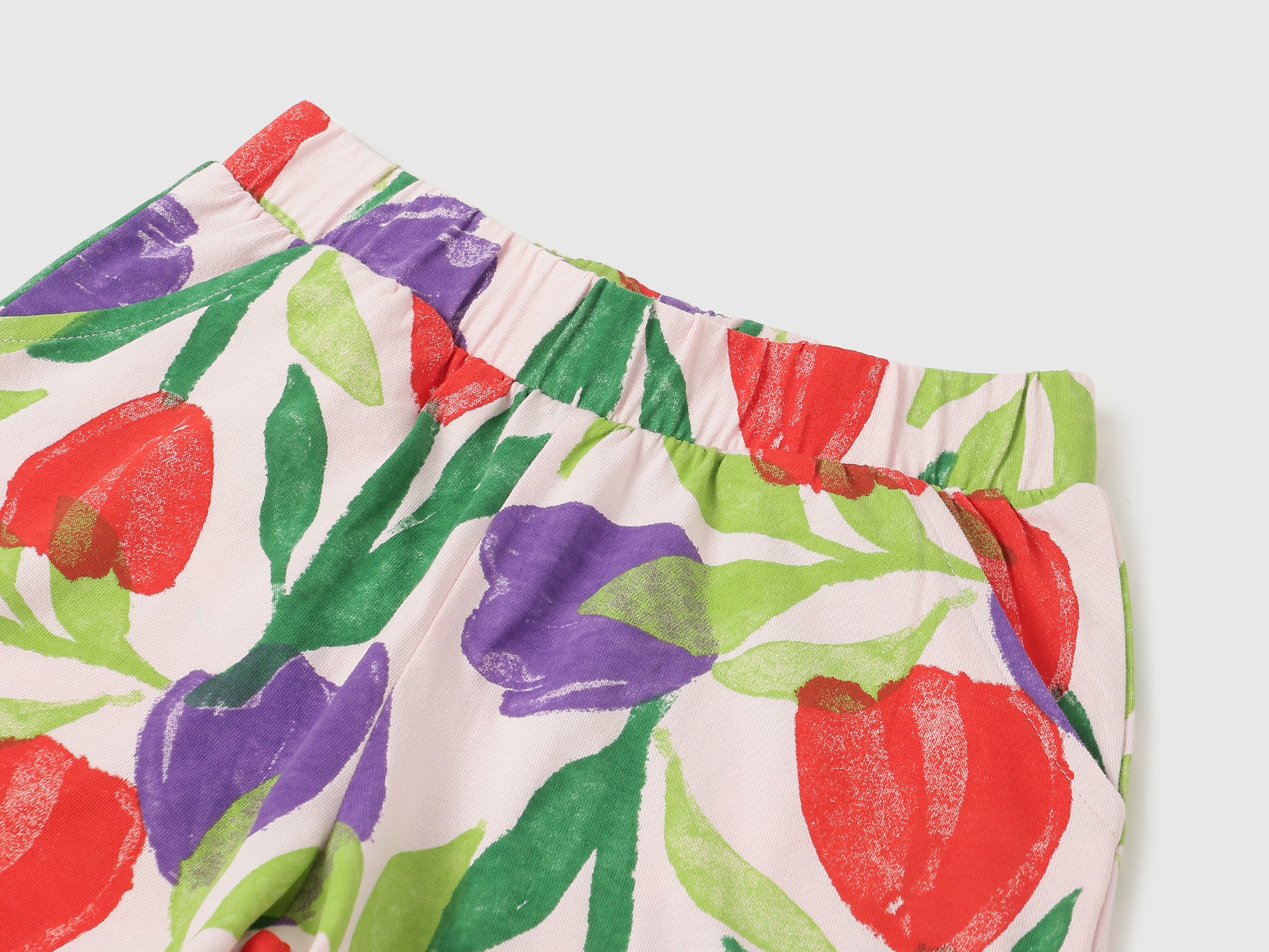 Girls Pink Fruit Print Cotton Shorts