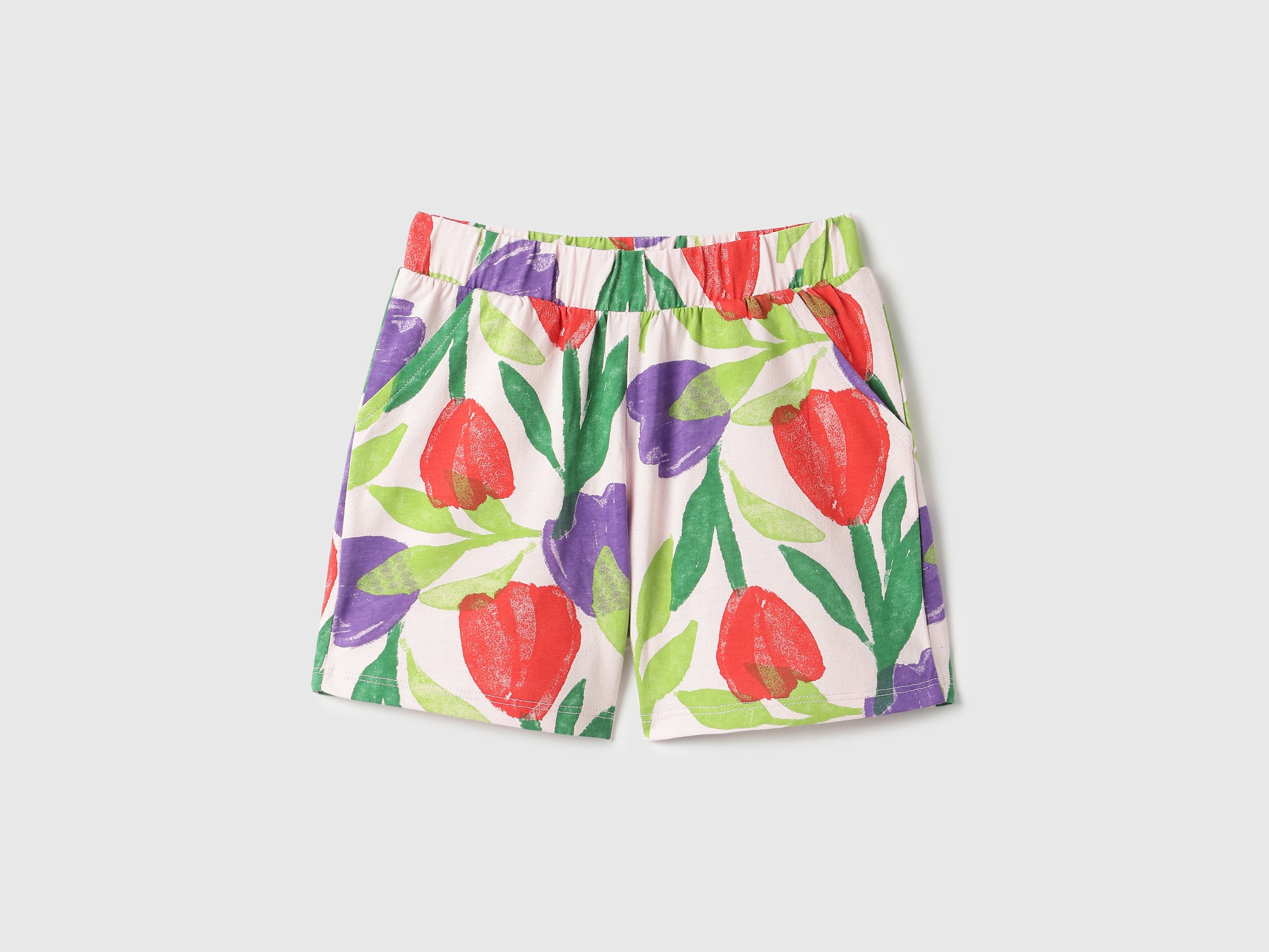 Girls Pink Fruit Print Cotton Shorts