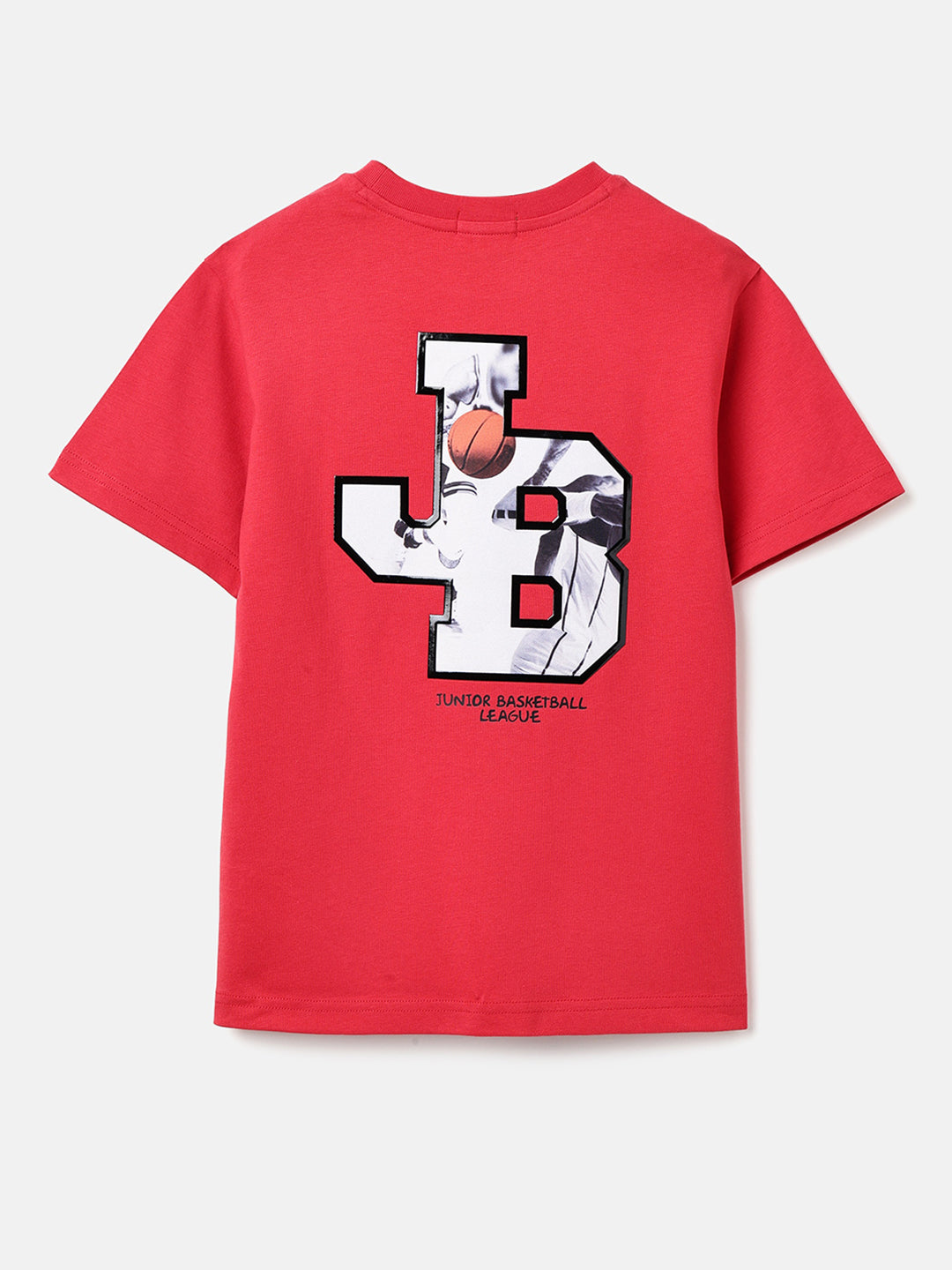 Boys Scarlet Cotton Relaxed Fit Graphic T Shirt