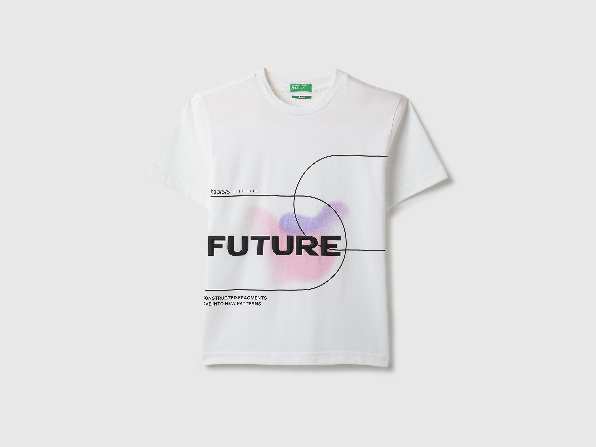 Boys White Cotton Relaxed Fit Future Placement Print T-Shirt