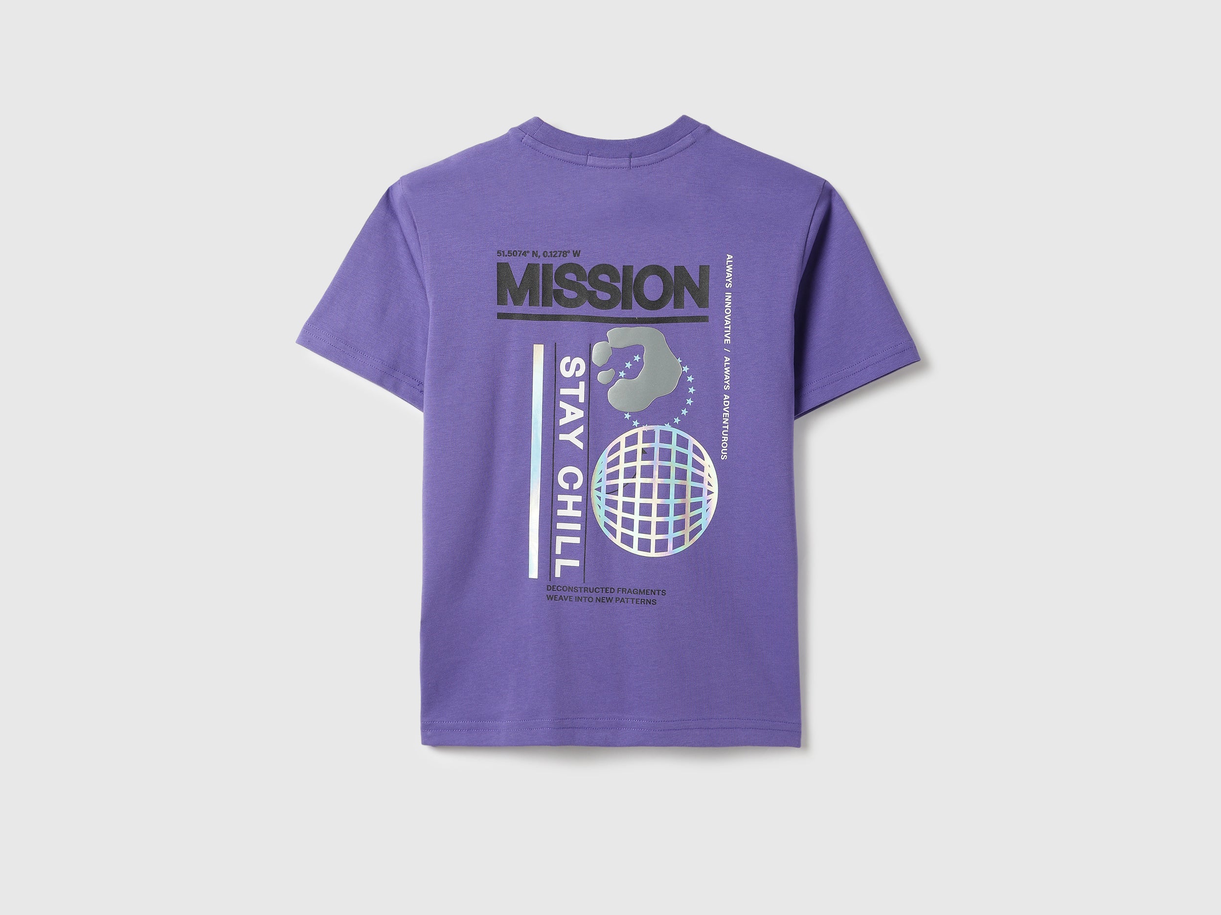 Boys Purple Cotton Relaxed Fit Graphic T Shirt