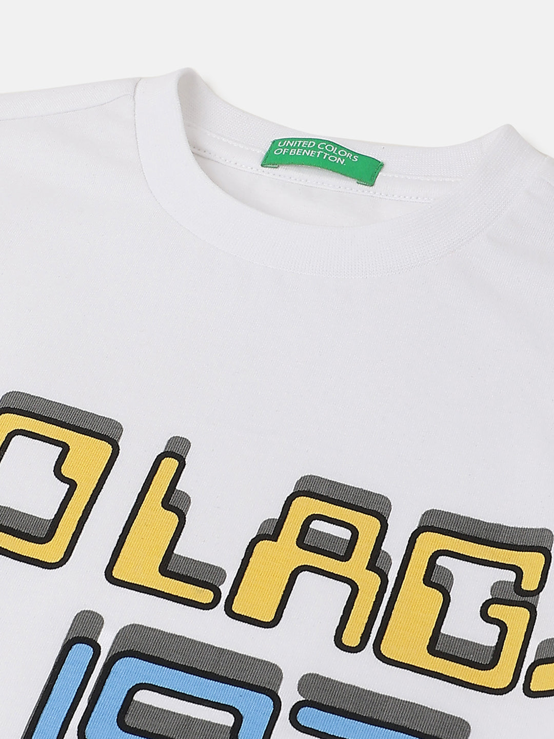 Boys White Cotton Graphic Slogan T Shirt