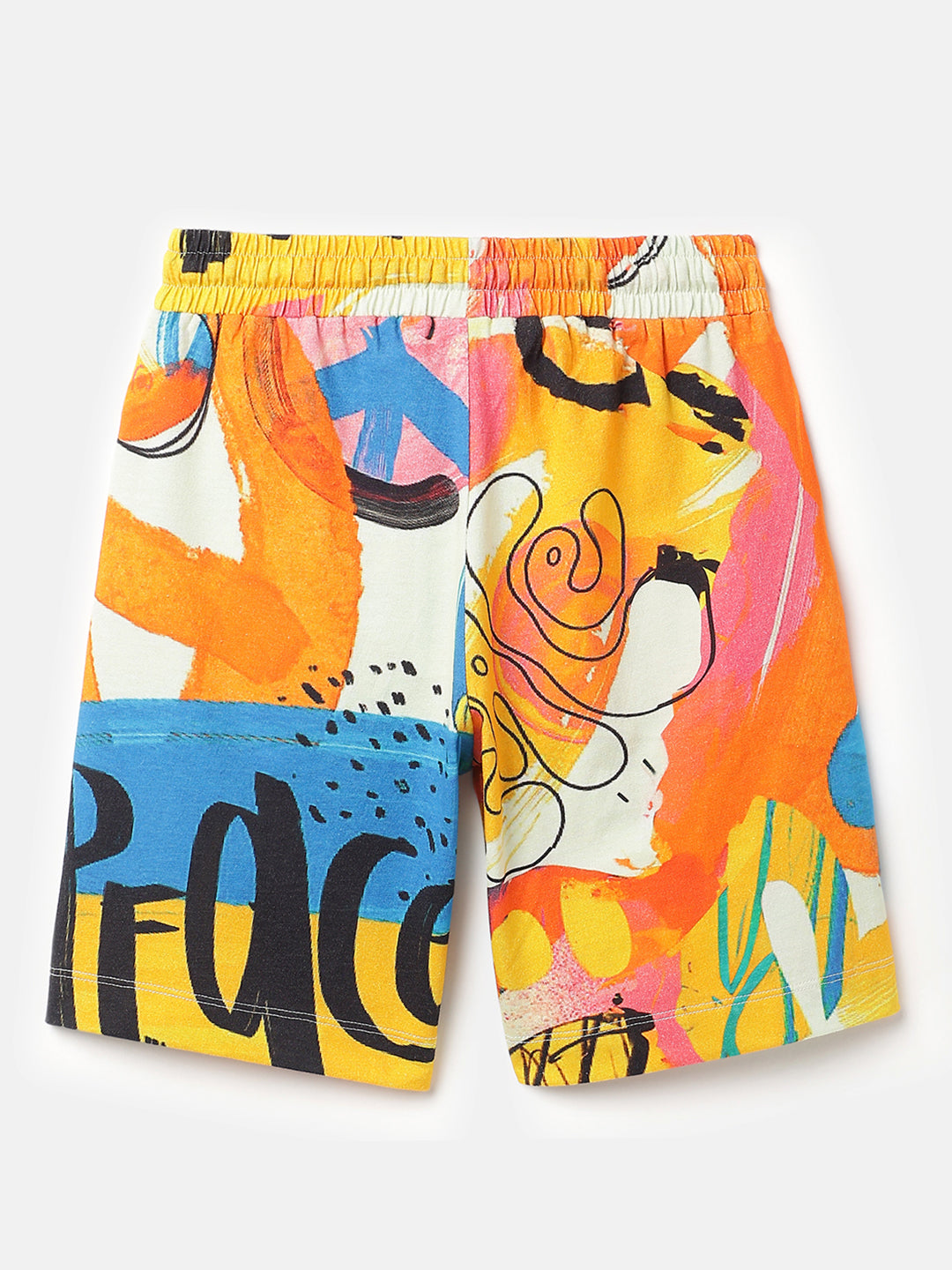 Boys White Cotton Digital Print Shorts