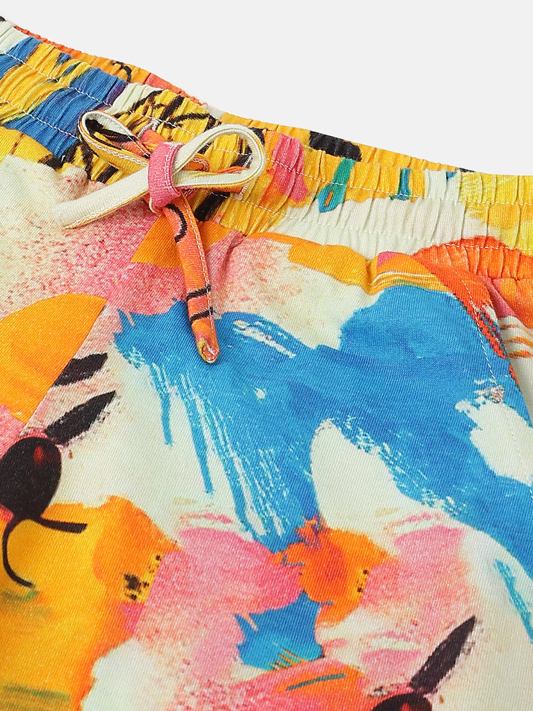 Boys White Cotton Digital Print Shorts