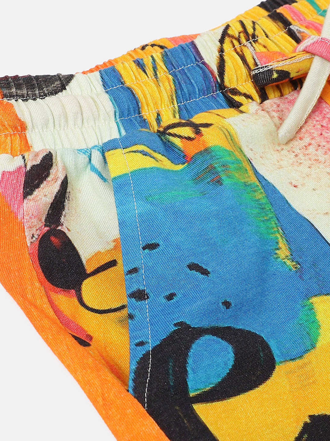 Boys White Cotton Digital Print Shorts