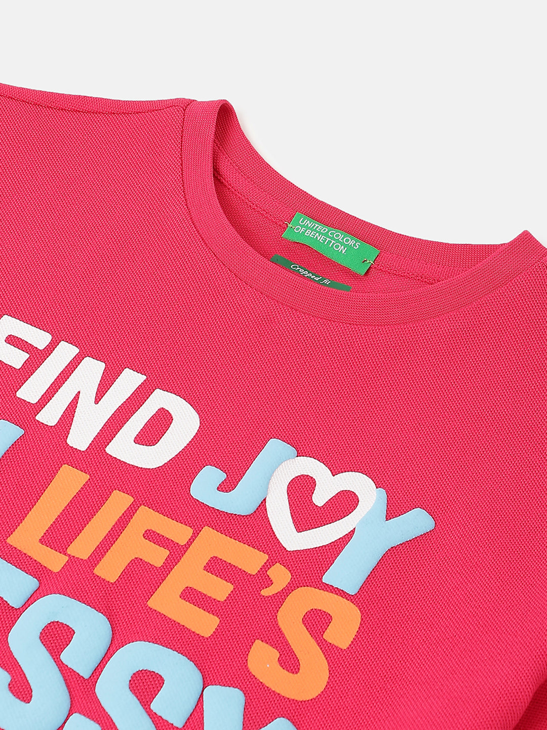 Girls Fuchsia Message Pique Cropped Tee