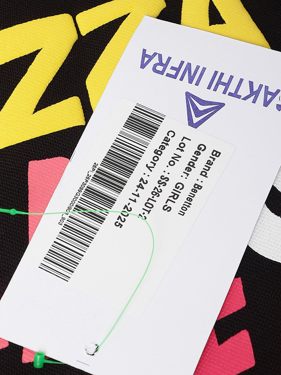 Girls Black Message Pique Cropped Tee