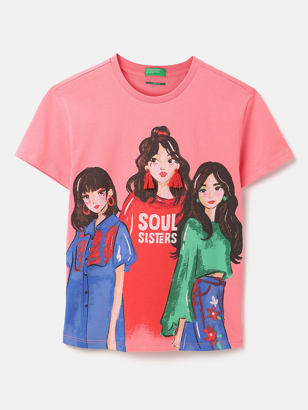 Girls Bubblegum Cotton Longline Graphic Casual T-Shirt