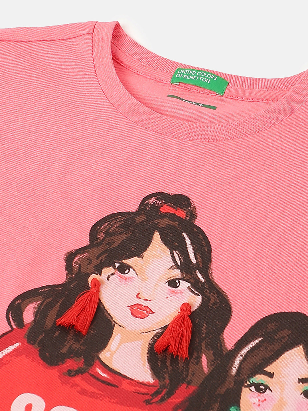 Girls Bubblegum Cotton Longline Graphic Casual T-Shirt